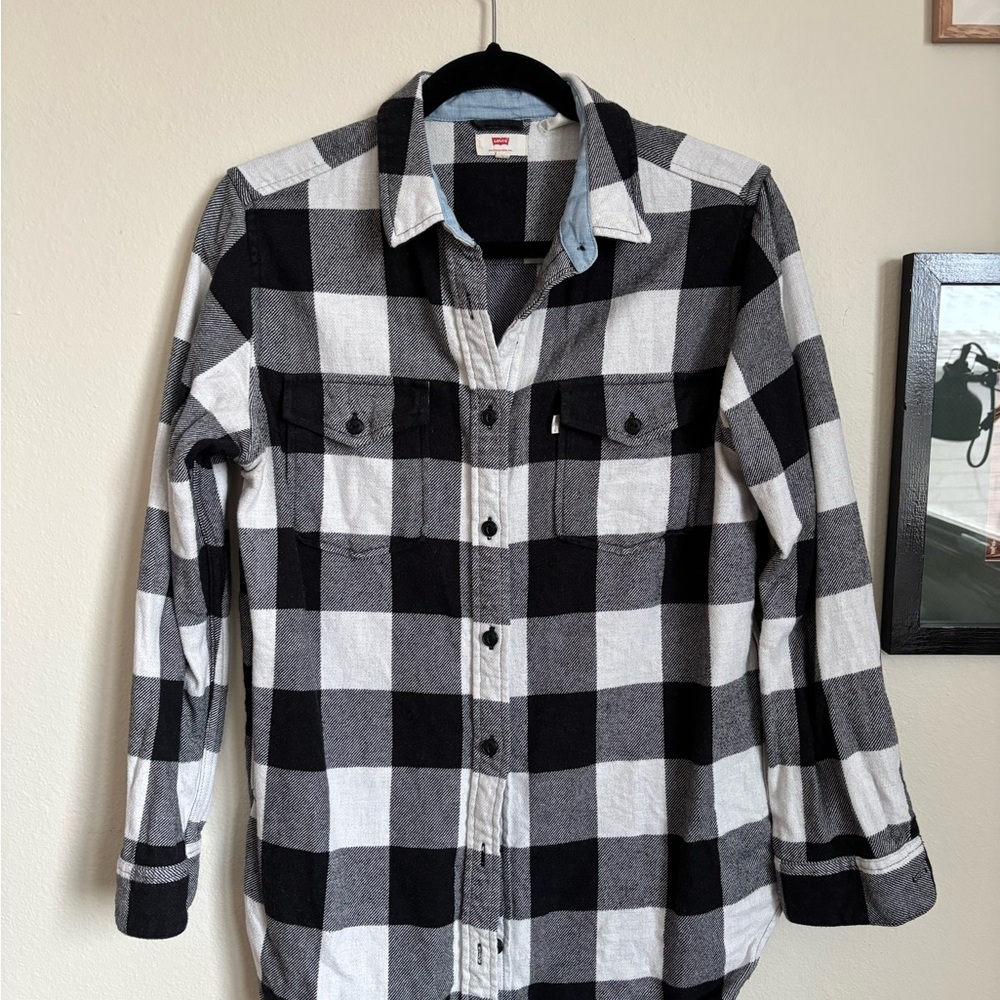 Levi's Black and White Flannel Checkered Overshirt